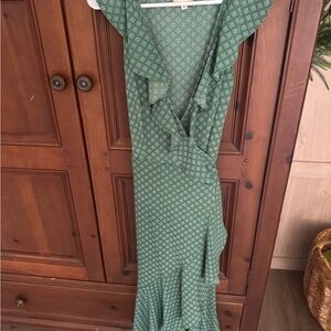 Max Studio Asymmetrical Green Patterned Dress